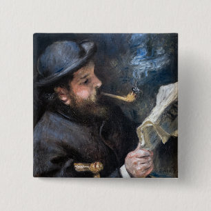Badge Carré 5 Cm Pierre-Auguste Renoir - Claude Monet en lecture