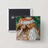 Badge Carré 5 Cm Pierre-Auguste Renoir - Deux Filles Lecture (Devant & derrière)