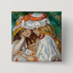 Badge Carré 5 Cm Pierre-Auguste Renoir - Deux Filles Lisant