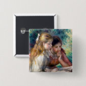Badge Carré 5 Cm Pierre-Auguste Renoir - Lecture (Devant & derrière)