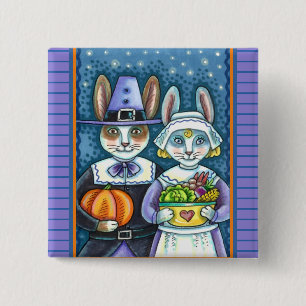 BADGE CARRÉ 5 CM PILGRIM RABBITS, GRÂCE À LA RÉCOLTE DE HARE, MORT