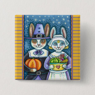 BADGE CARRÉ 5 CM PILGRIM RABBITS, GRÂCE À LA RÉCOLTE DE HARE, MORT
