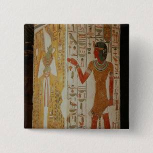 Badge Carré 5 Cm Pilier dépeignant Osiris et un port de prêtre