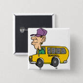 Badge Carré 5 Cm Pilote de bus scolaire (Devant & derrière)