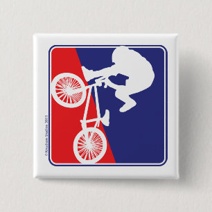 Badge Carré 5 Cm Pilote de vélo BMX