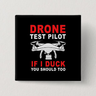 Badge Carré 5 Cm Pilote d'essai de drone
