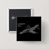 Badge Carré 5 Cm Pilote fantôme d'avion de chasse (avion (Devant & derrière)