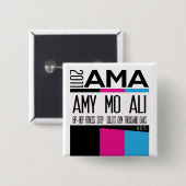 BADGE CARRÉ 5 CM PIN 2011 DE HHFS AMA (Devant & derrière)