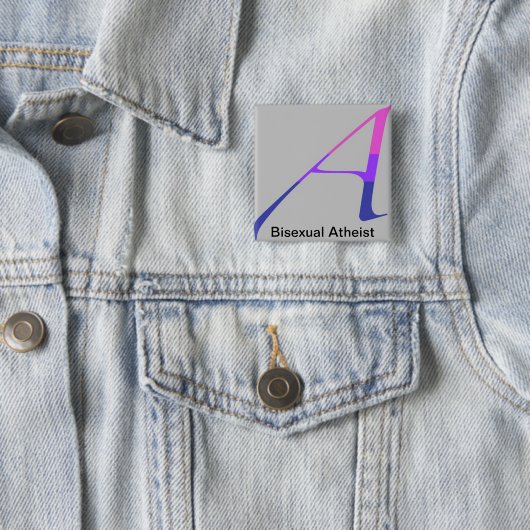 Badge Carré 5 Cm Pin bisexuel d'athée (En situation)