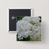 Badge Carré 5 Cm Pin blanc d'hortensias (Devant & derrière)
