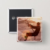 Badge Carré 5 Cm Pin carré de Kiteboard (Devant & derrière)