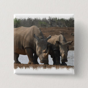 Badge Carré 5 Cm Pin carré de rhinocéros noirs