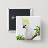 Badge Carré 5 Cm Pin crêté de cacatoès de soufre (Devant & derrière)