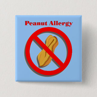 Badge Carré 5 Cm Pin d'allergie d'arachide dans le bleu