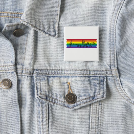 Badge Carré 5 Cm Pin d'arc-en-ciel d'ASL LGBTQ (En situation)