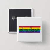 Badge Carré 5 Cm Pin d'arc-en-ciel d'ASL LGBTQ (Devant & derrière)