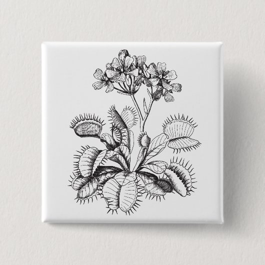 Badge Carré 5 Cm Pin d'attrape-mouche de Vénus (Devant)