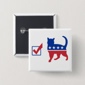Badge Carré 5 Cm Pin de chat de vote (Devant & derrière)