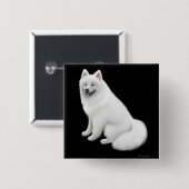 Badge Carré 5 Cm Pin de chien de Samoyed (Devant & derrière)