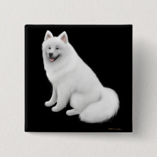 Badge Carré 5 Cm Pin de chien de Samoyed