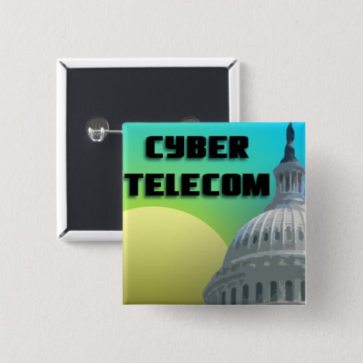 Badge Carré 5 Cm Pin de Cybertelecom (Devant & derrière)
