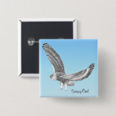 Badge Carré 5 Cm Pin de hibou de Milou (Devant & derrière)