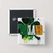 Badge Carré 5 Cm Pin de l'Irlande (Devant & derrière)