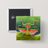 Badge Carré 5 Cm Pin de mante de prière (Devant & derrière)