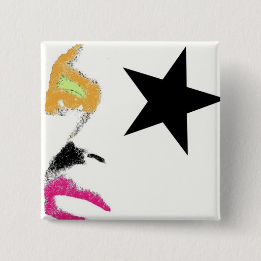 Badge Carré 5 Cm Pin de mod de vedette du rock (Devant)