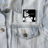 Badge Carré 5 Cm Pin de Palin b/w (En situation)