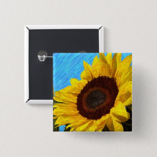Badge Carré 5 Cm Pin de tournesol (Devant & derrière)