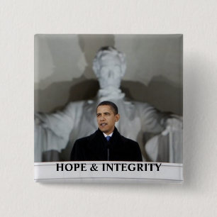 BADGE CARRÉ 5 CM PIN D'ESPOIR ET D'INTÉGRITÉ D'OBAMA