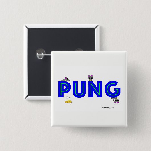 Badge Carré 5 Cm Pin d'heure-milliampère Jongg Pung (Devant & derrière)