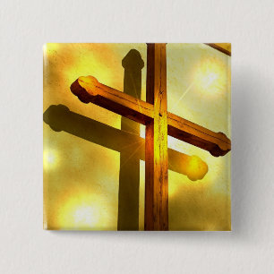 Badge Carré 5 Cm Pin d'or de carré de croix