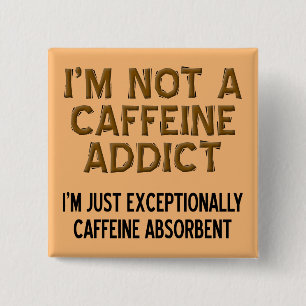 Badge Carré 5 Cm Pin drôle absorbant d'insigne de bouton de café 