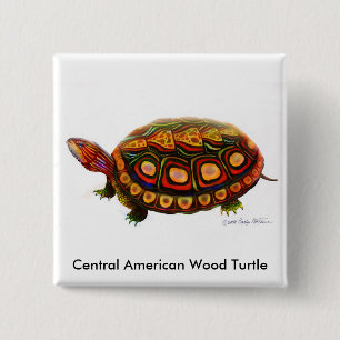 Badge Carré 5 Cm Pin en bois d'Amérique centrale de tortue