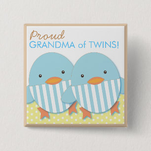 Badge Carré 5 Cm Pin fier de grand-maman de garçons jumeaux mignon