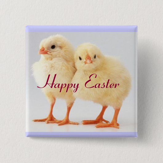 Badge Carré 5 Cm Pin heureux de bouton de poussins de Pâques (Devant)