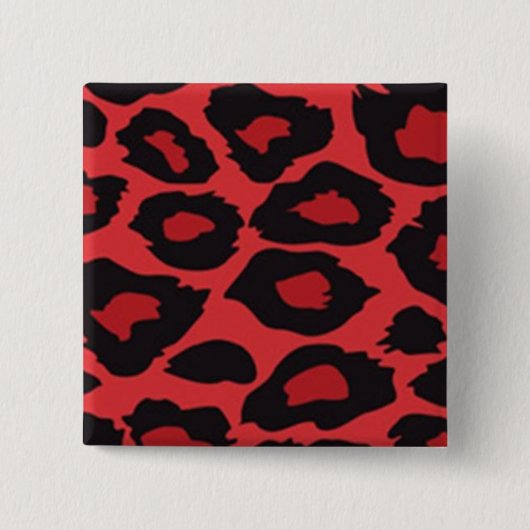 Badge Carré 5 Cm Pin léopard rouge (Devant)