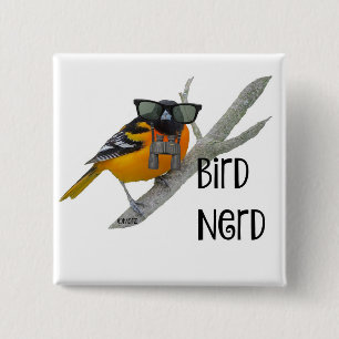 Badge Carré 5 Cm Pin nerd de bouton d'oiseau