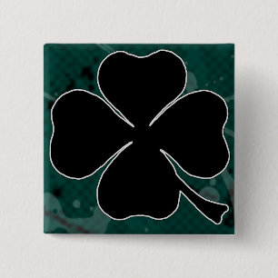 Badge Carré 5 Cm Pin noir de trèfle