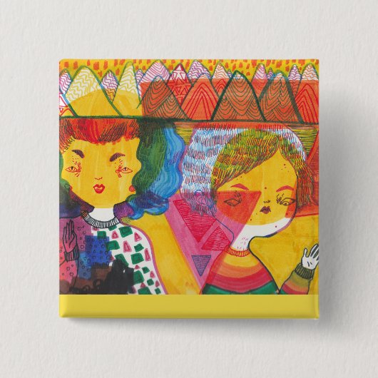 Badge Carré 5 Cm Pin psychédélique des bébés | (Devant)