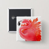 Badge Carré 5 Cm Pin rose de Flamant rose (Devant & derrière)