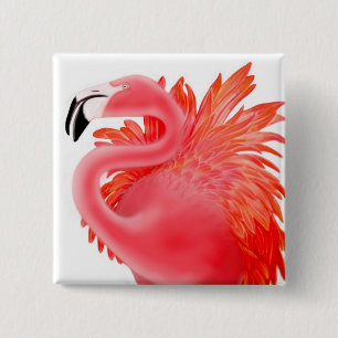 Badge Carré 5 Cm Pin rose de Flamant rose