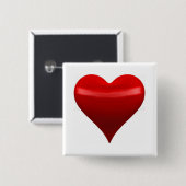 Badge Carré 5 Cm Pin rouge de coeur (Devant & derrière)