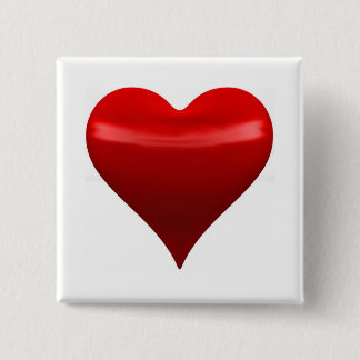 Badge Carré 5 Cm Pin rouge de coeur