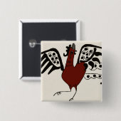 Badge Carré 5 Cm Pin rouge de poulet (Devant & derrière)