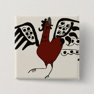 Badge Carré 5 Cm Pin rouge de poulet