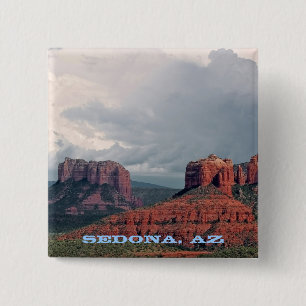 Badge Carré 5 Cm Pin rouge de roche de Sedona