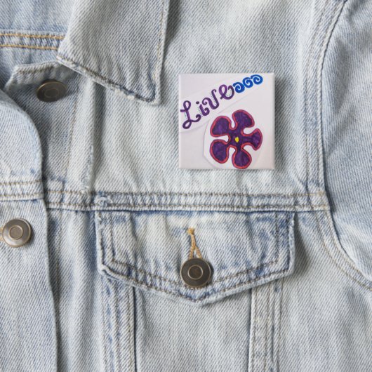 Badge Carré 5 Cm Pin vivant (En situation)